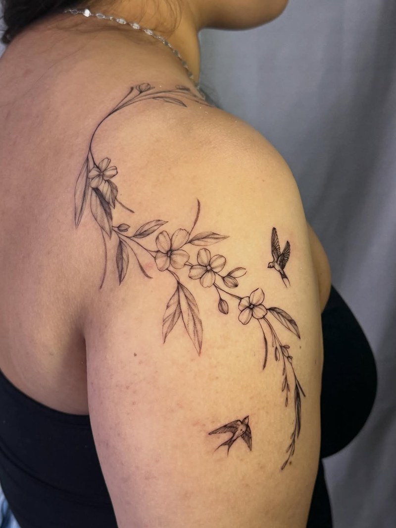 Soft movement, delicate lines, and something that feels timeless.  #tattoo #tatt
